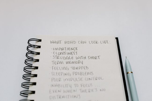 Notebook with handwritten text